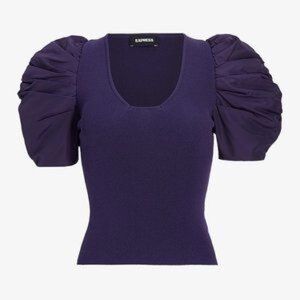 Express purple knit short sleeve blouse